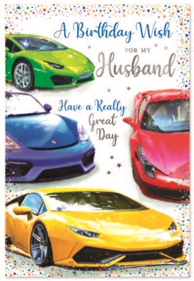BIRTHDAY CARDS,Husband 6`s Birthday Sports Cars