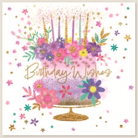 BIRTHDAY CARDS,6`s Floral Cake & Candles