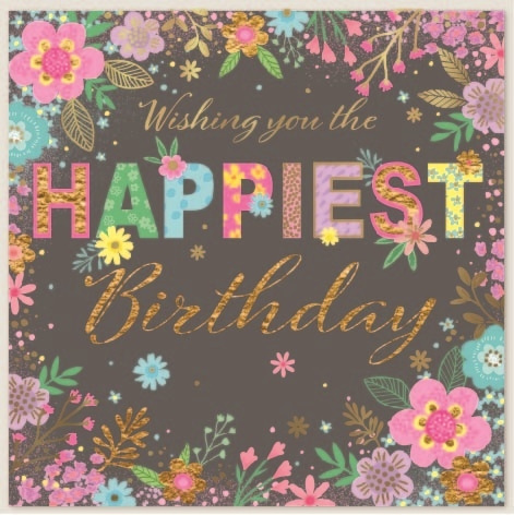 BIRTHDAY CARDS,6`s Floral Text