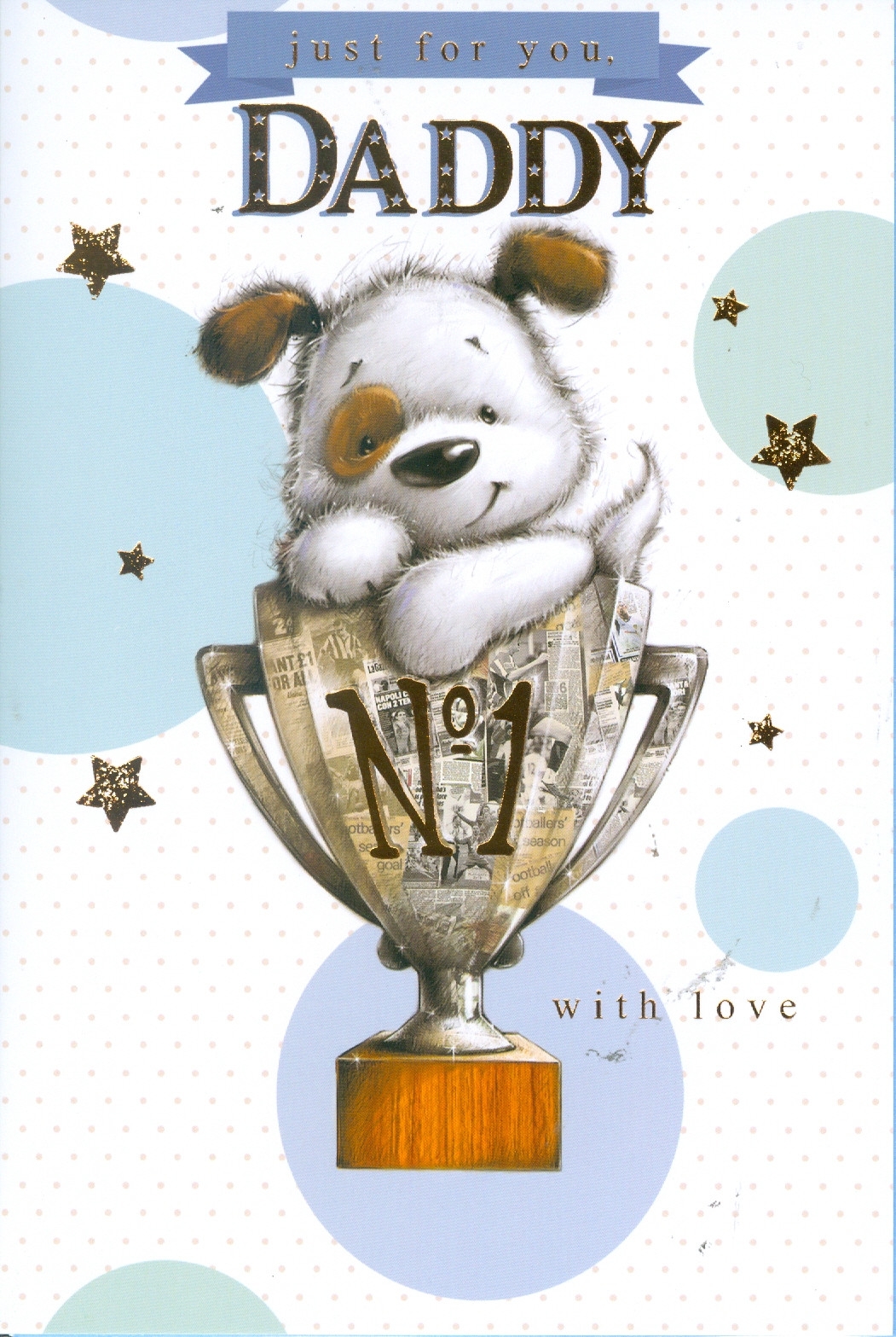 BIRTHDAY CARDS,Daddy 6`s Teddy in Trophy