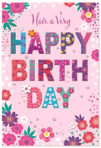 BIRTHDAY CARDS,6`s Floral Text