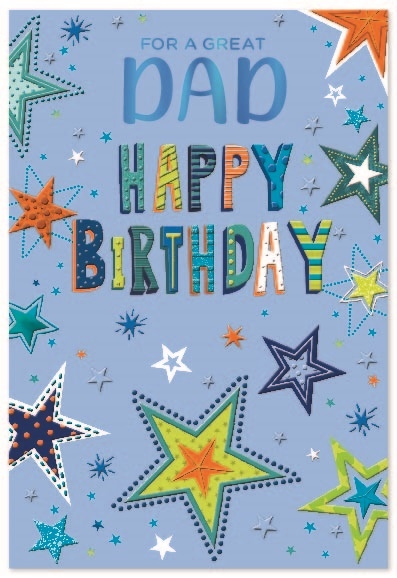BIRTHDAY CARDS,Dad 6`s Text & Stars