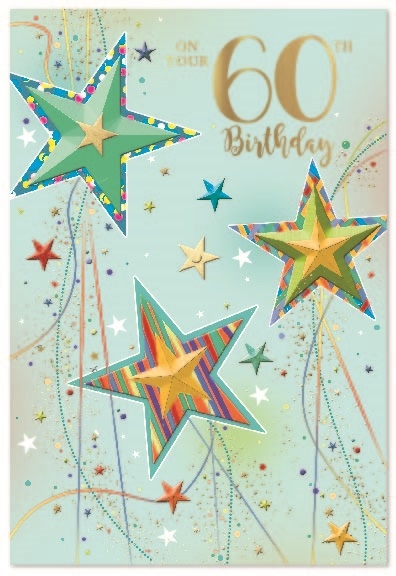 AGE 60 CARDS,Male 6`s Stars & Streamers