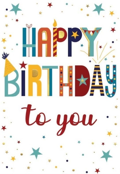 BIRTHDAY CARDS,6`s Text & Stars