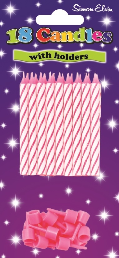 CAKE CANDLES/HOLDERS, Pink/White 12`s I/cd [Packs Only]