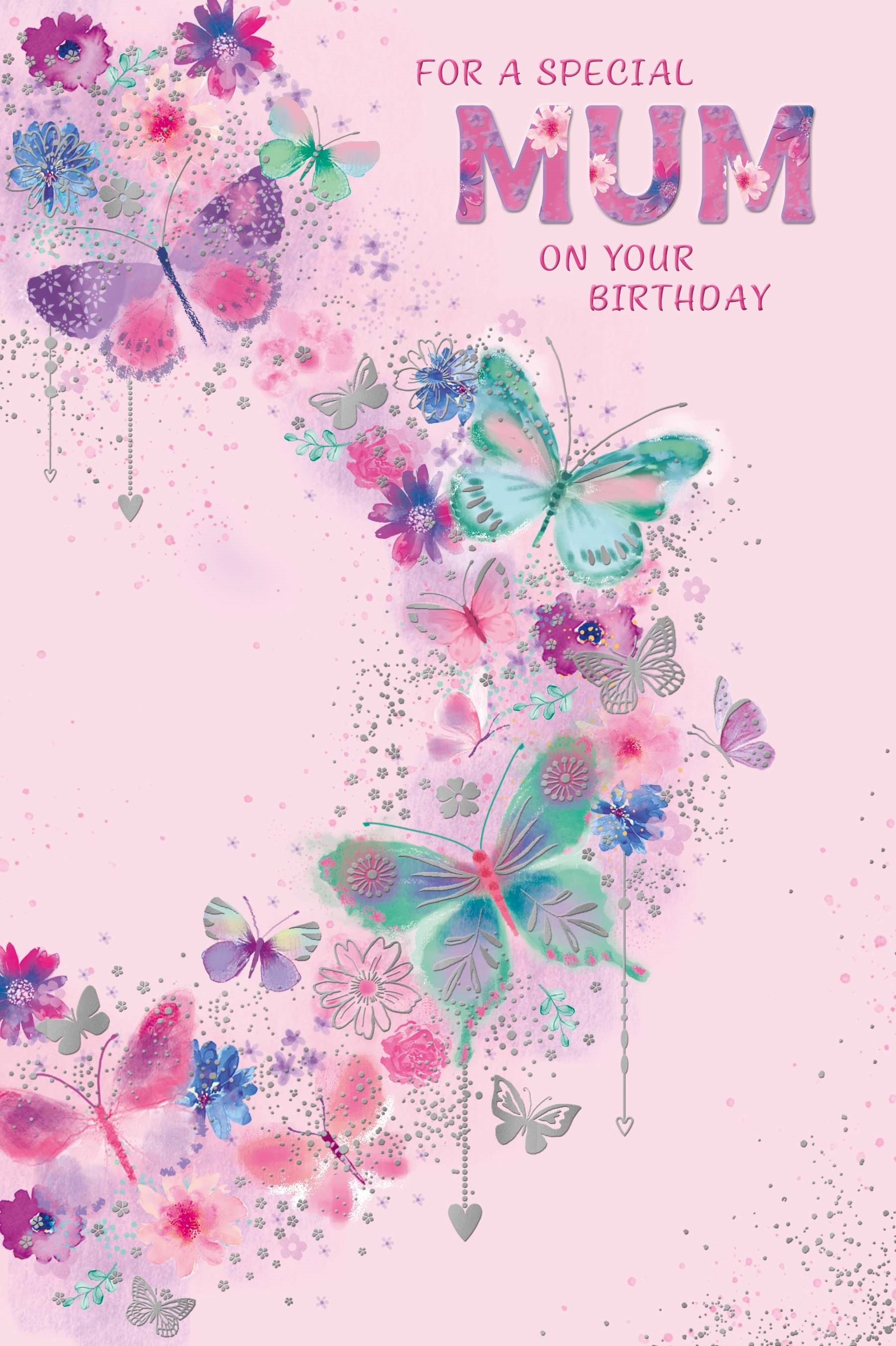 BIRTHDAY CARDS,Mum 6`s Floral Butterflies
