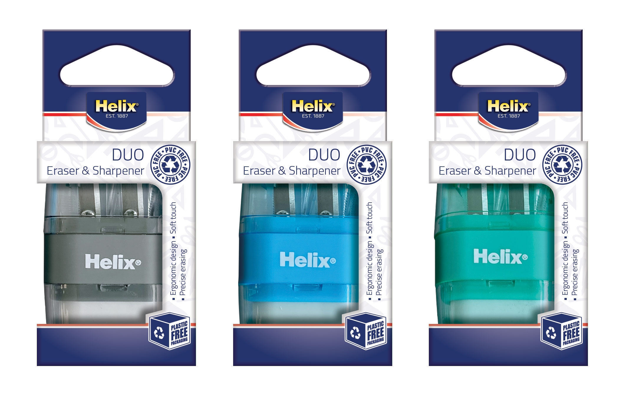 PENCIL ERASER & SHARPENER Helix DUO 2 Hole I/cd [Splittable]