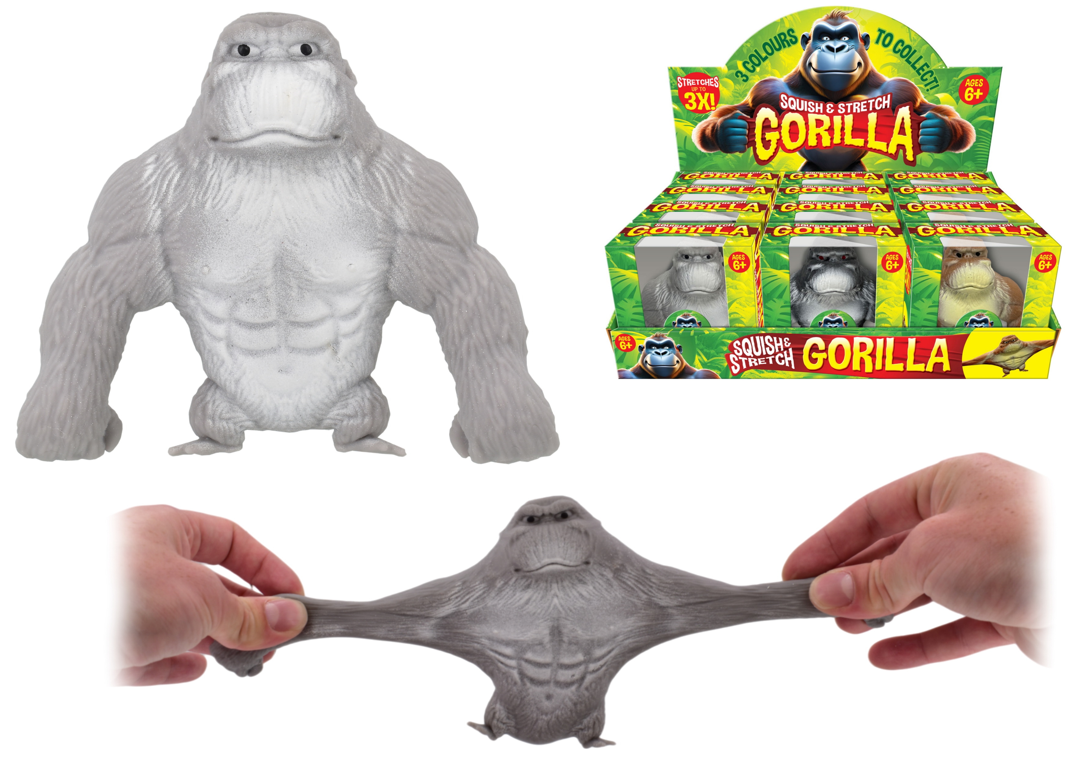 GORILLA, Squish & Stretch 3 Asst Col. Age 6+ CDU [Packs Only]