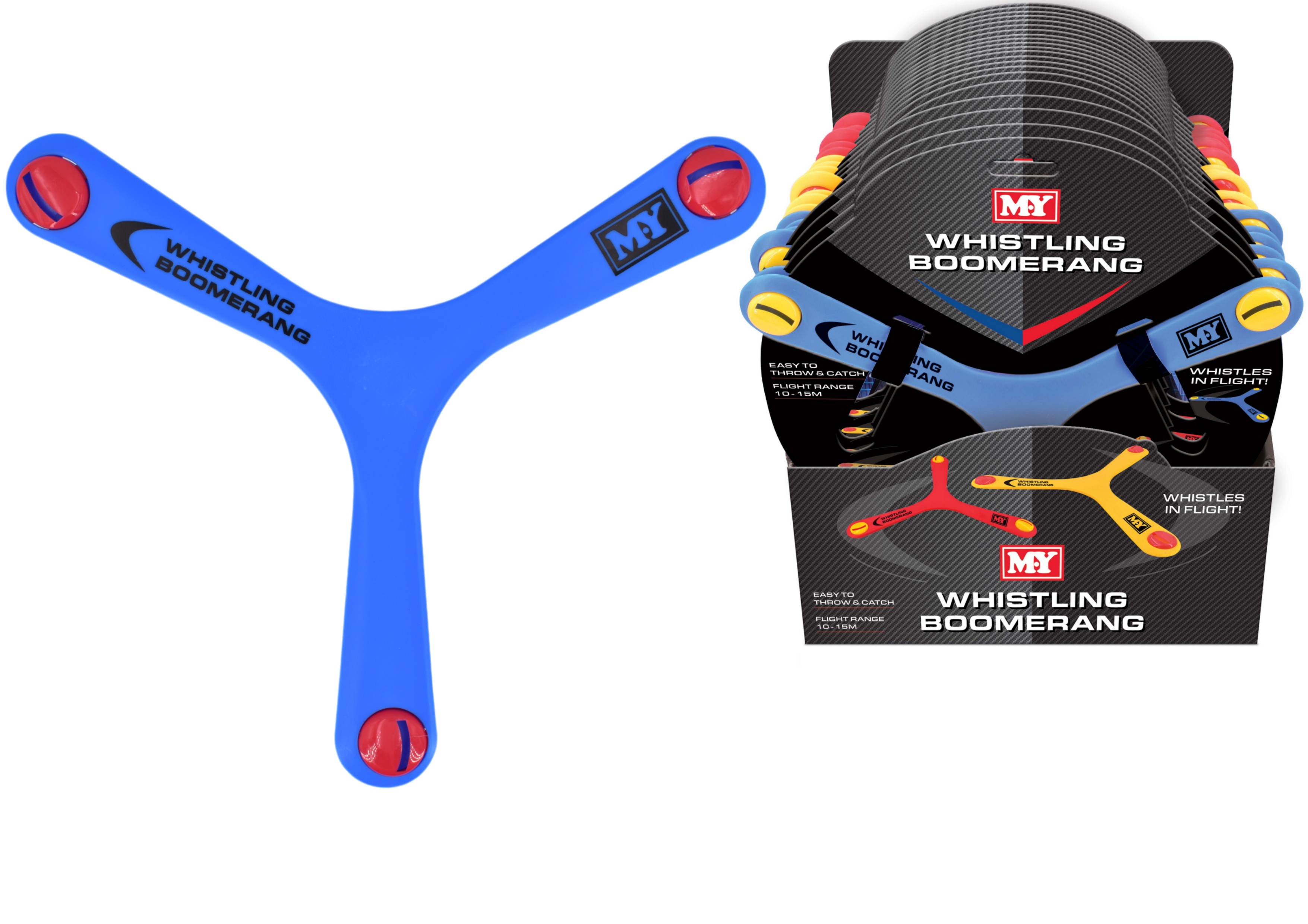 WHISTLING BOOMERANG 285mm 3 Asst.Cols H/pk [Splittable]
