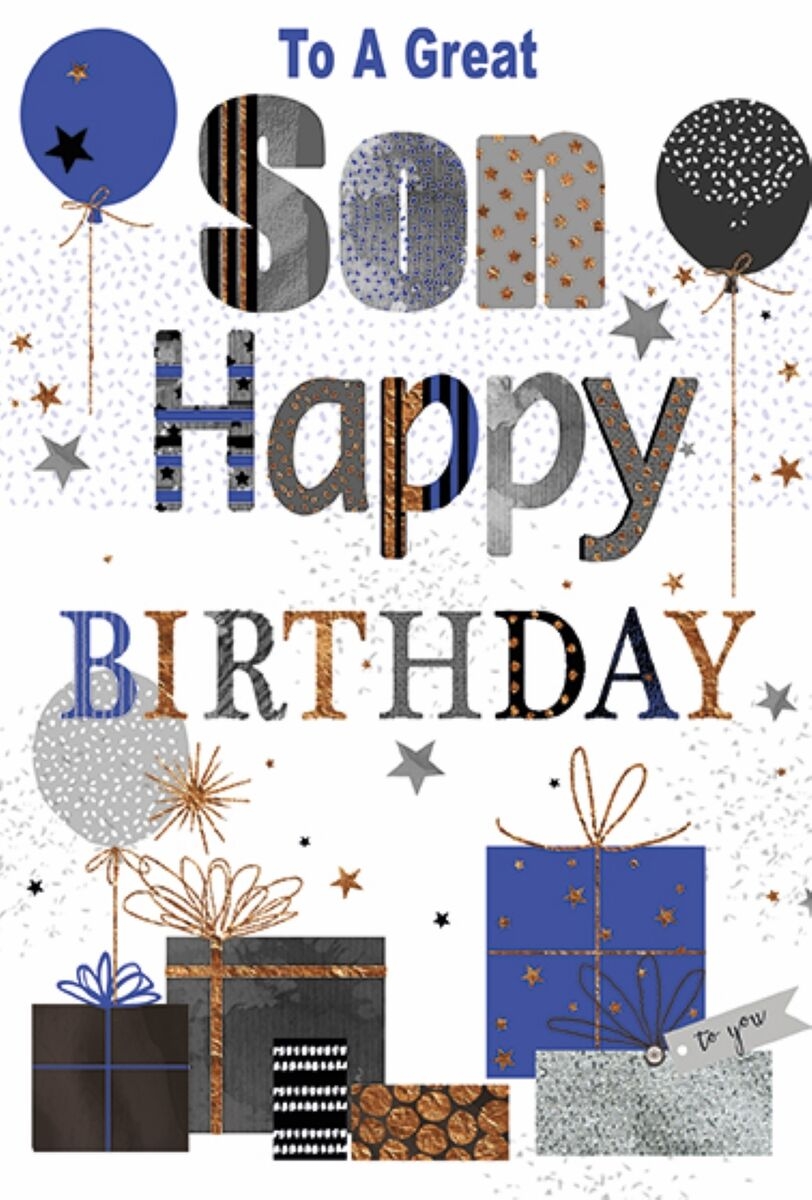 BIRTHDAY CARDS,Son 6`s Text & Stars