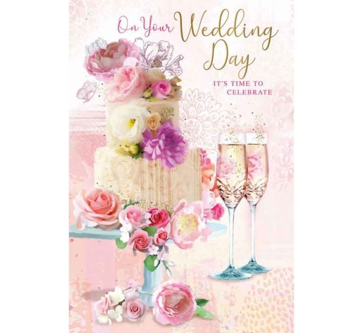 WEDDING DAY CARDS,6`s Floral Wedding Cake design.