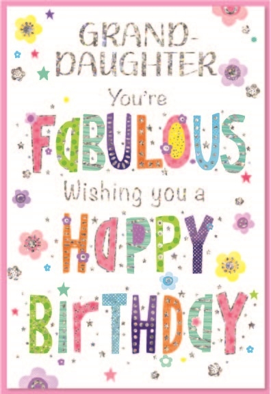 BIRTHDAY CARDS,Granddaughter Text & Flowers