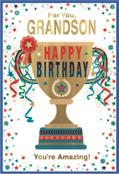 BIRTHDAY CARDS,Grandson 6`s Trophy