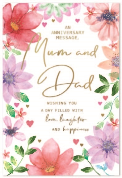 ANNIVERSARY CARDS,Mum & Dad 6`s Floral Text