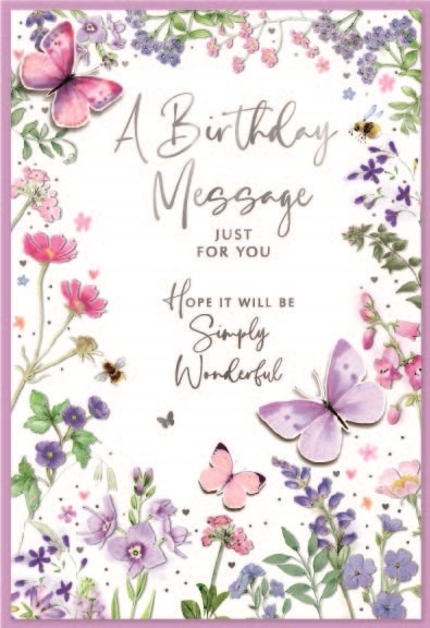 BIRTHDAY CARDS,6`s Floral Butterflies