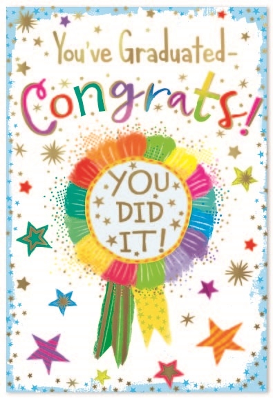 GRADUATION CARDS,6`s Congrats. Rosette & Stars