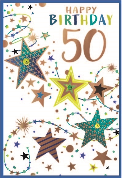 AGE 50 CARDS,Male 6`s Stars & Streamers