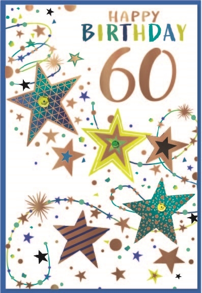 AGE 60 CARDS,Male 6`s Stars & Streamers