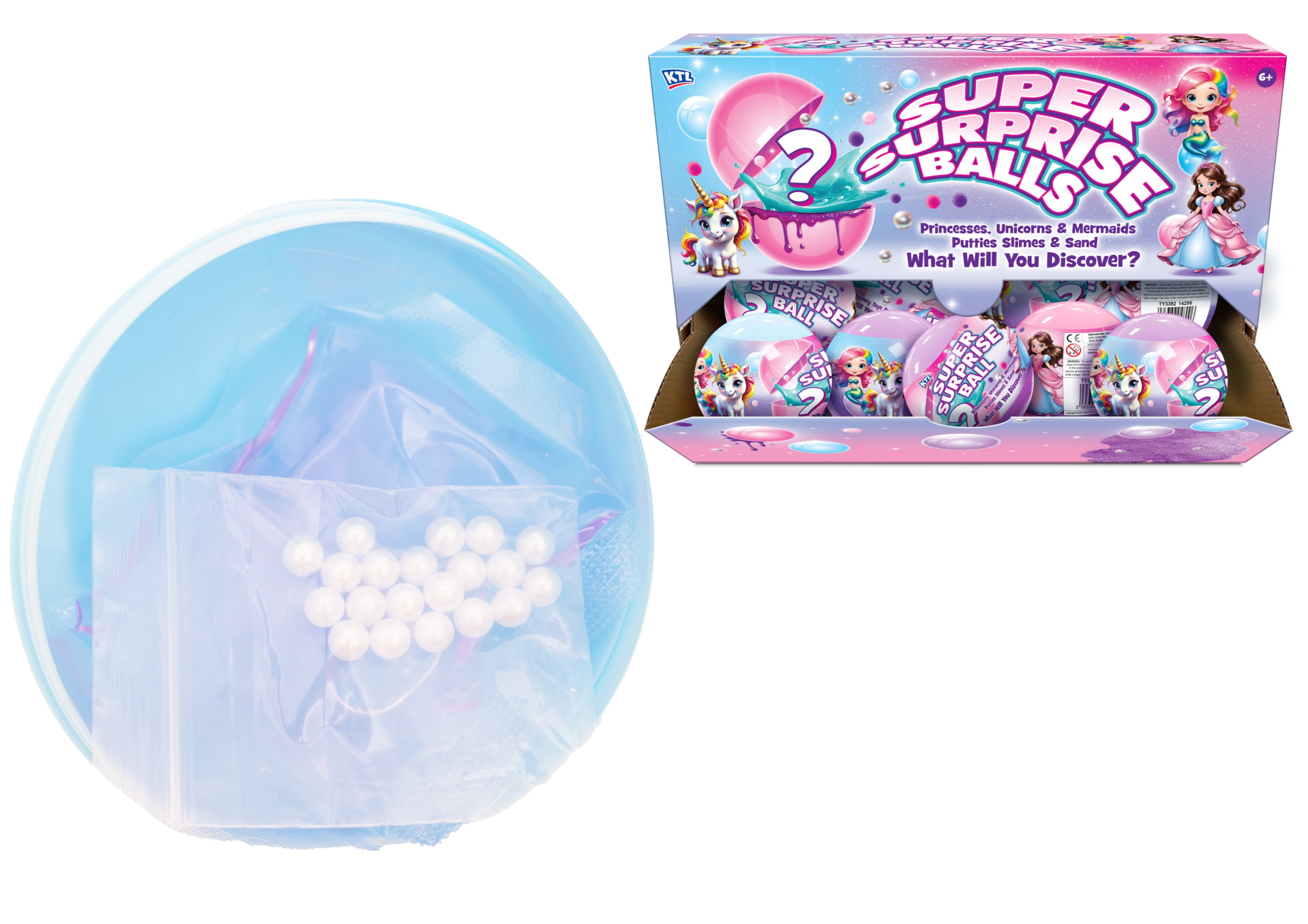 SUPER SURPRISE BALLS,Girls 9cm Assd Des, Unicorn etc. CDU [Packs Only]
