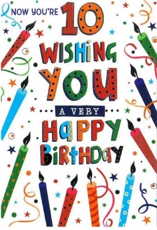 AGE 10 CARDS,Male 6`s Text & Candles.