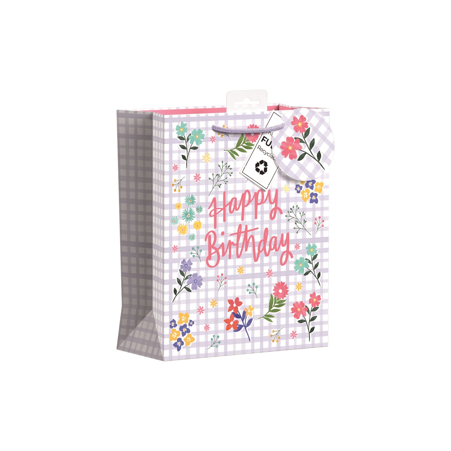 GIFT BAG,Gingham Happy Birthday (Medium) [Packs Only]