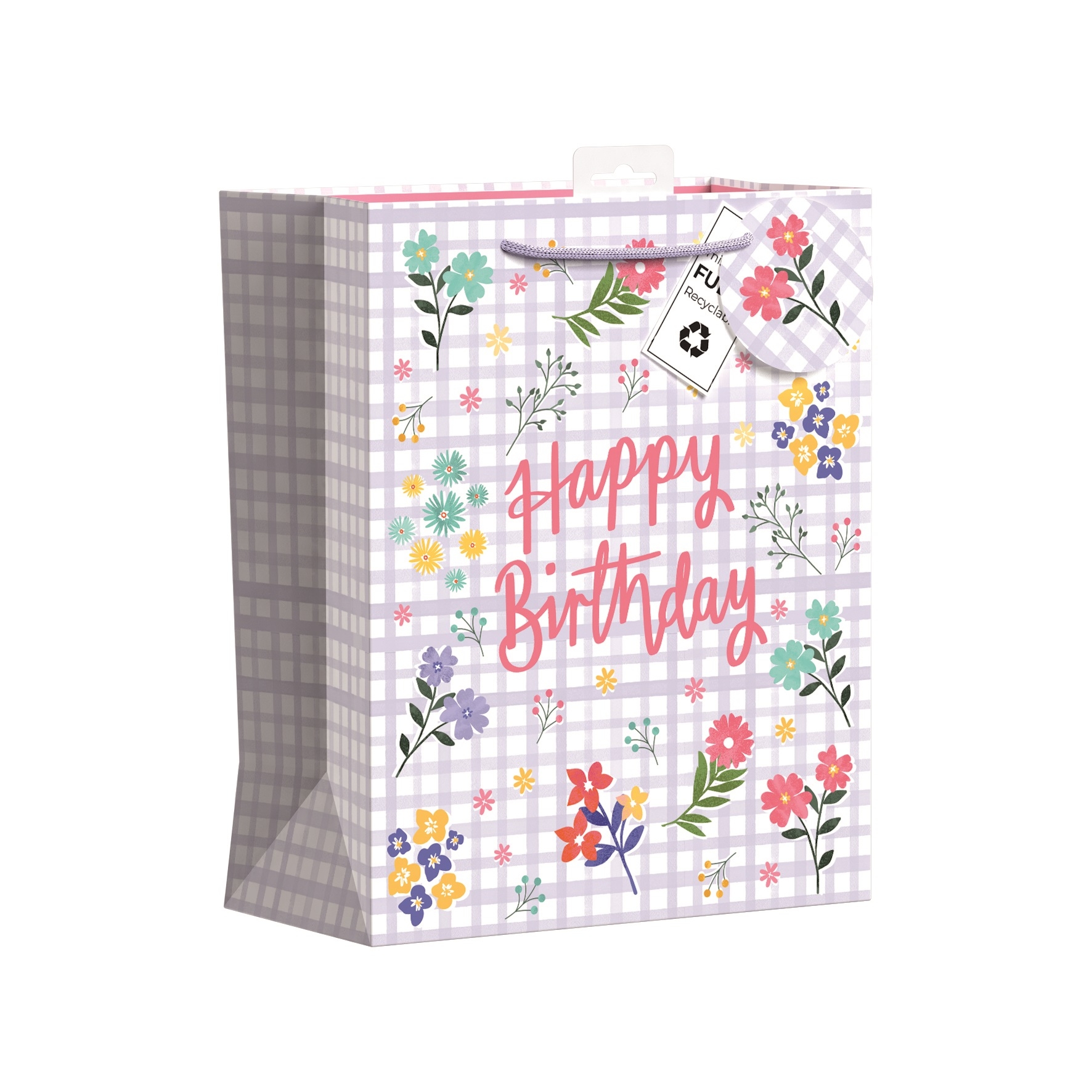 GIFT BAG,Gingham Happy Birthday (Large) [Packs Only]