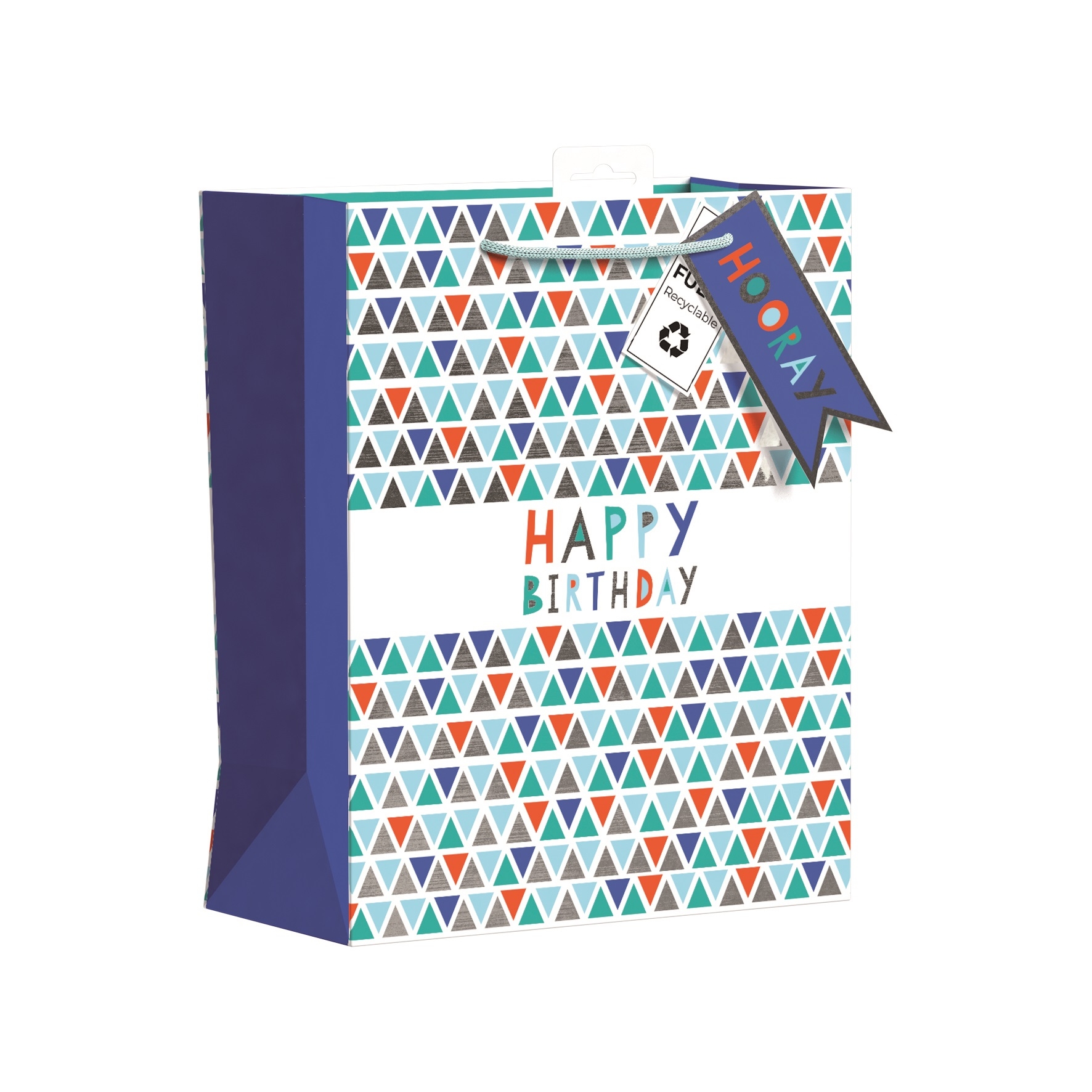 GIFT BAG,Chevron Happy Birthday Large [Packs Only]