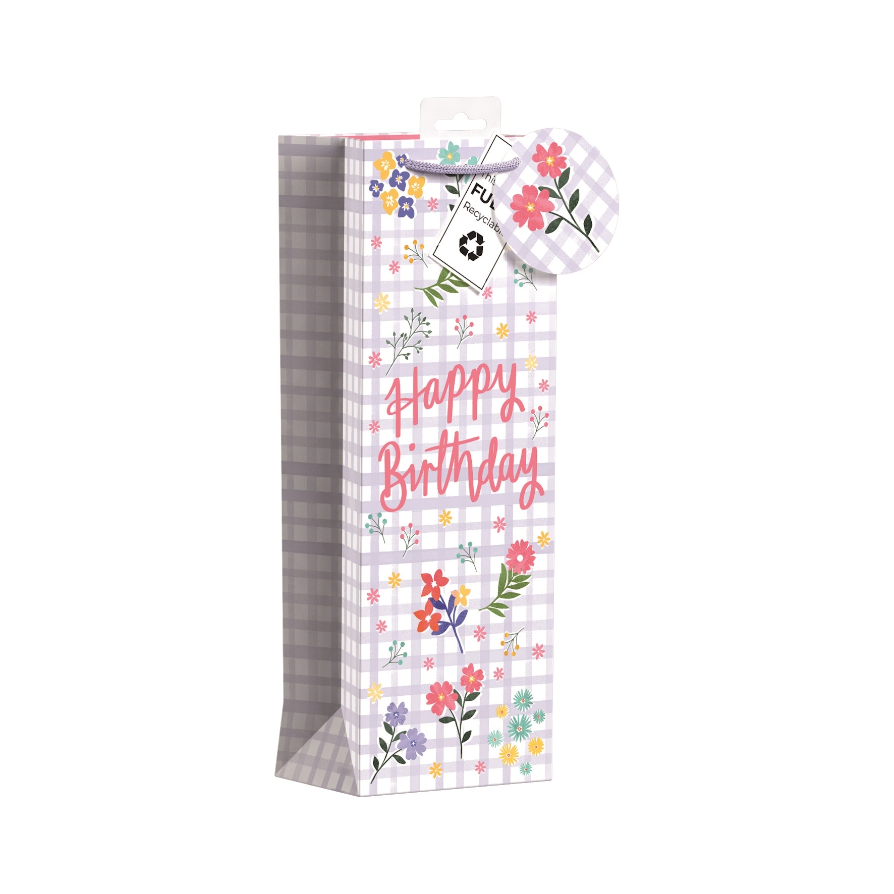 GIFT BAG,Gingham Happy Birthday (Bottle) [Packs Only]