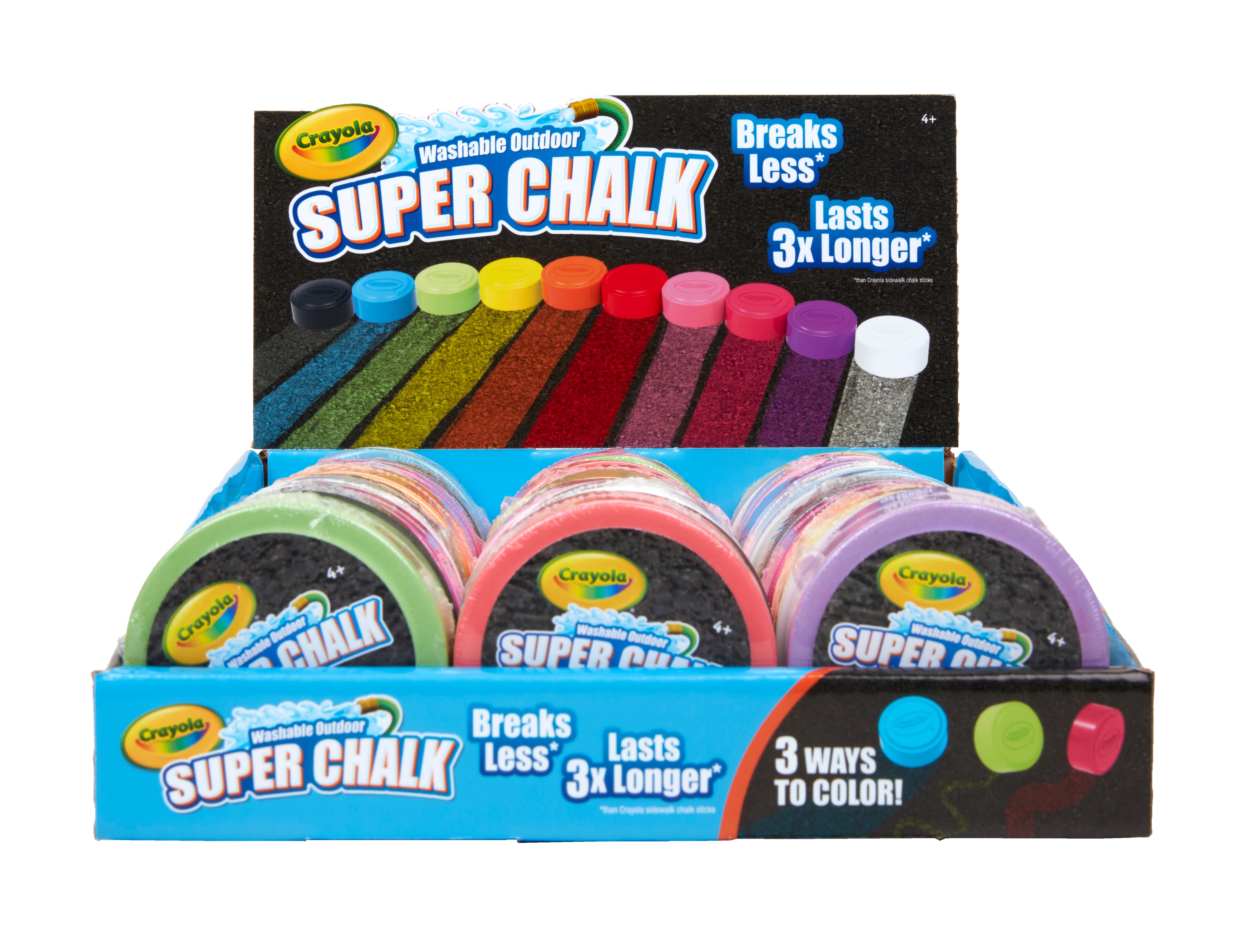 SUPER CHALK Washable Outdoor 10 Assorted Col Crayola CDU [Packs Only]