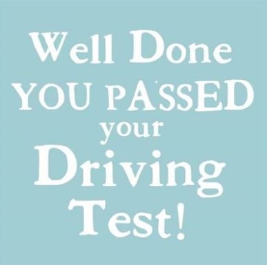 DRIVING TEST PASS CARDS,6`s Well Done Text