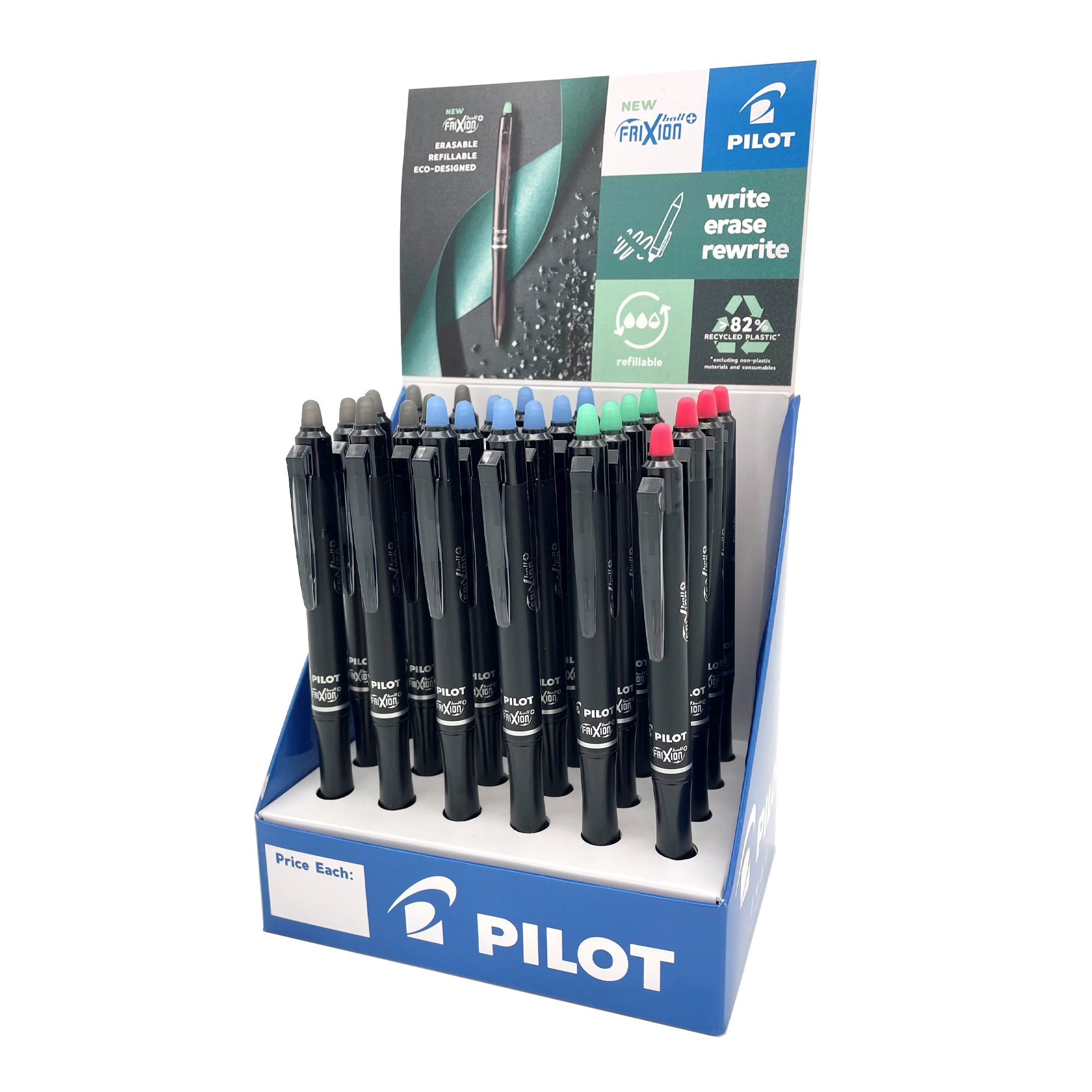ROLLERBALL PEN,Frixion Ball+ Erasable Asst.Cols CDU (Pilot) [Packs Only]