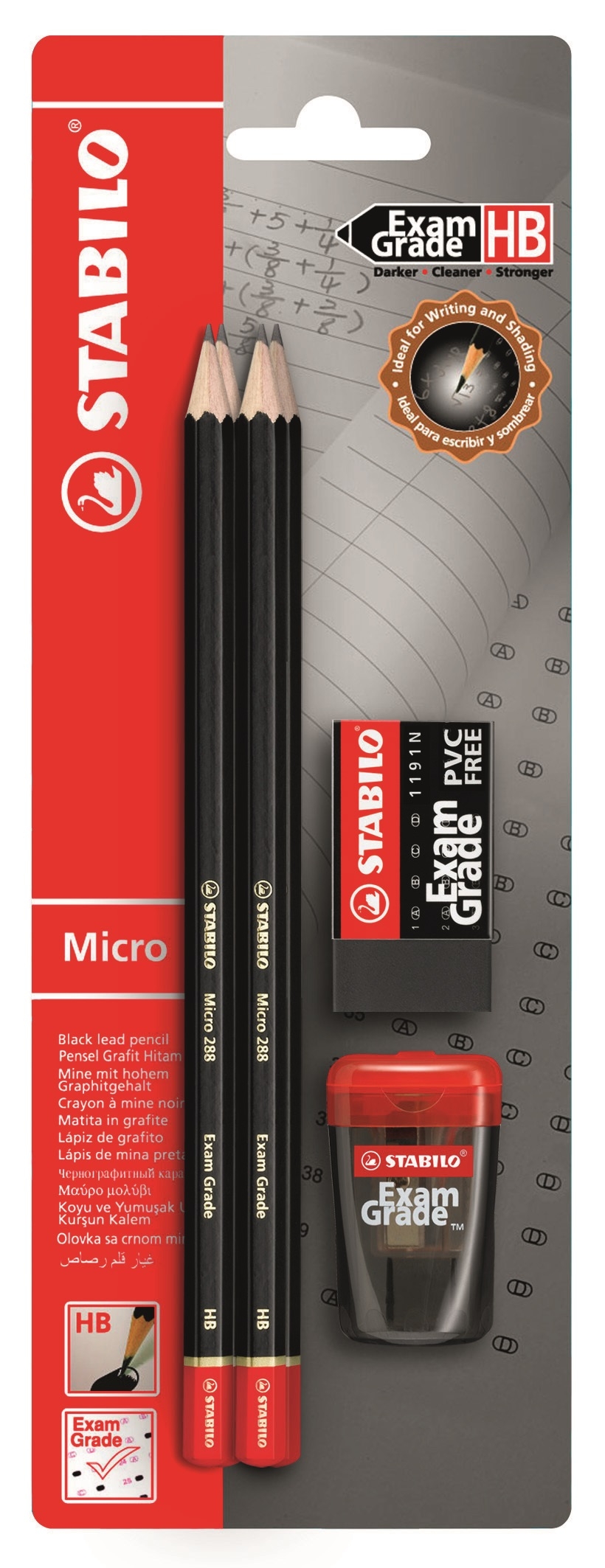 PENCIL SET,Stabilo Exam Grade 4 Pencils, Eraser & Sharpener [Splittable]