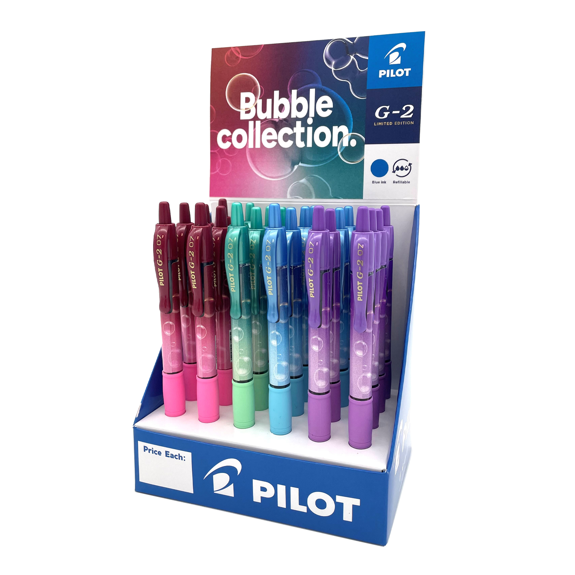 ROLLERBALL PEN,G2 Bubble Blue & Blk Retractable CDU (Pilot) [Packs Only]