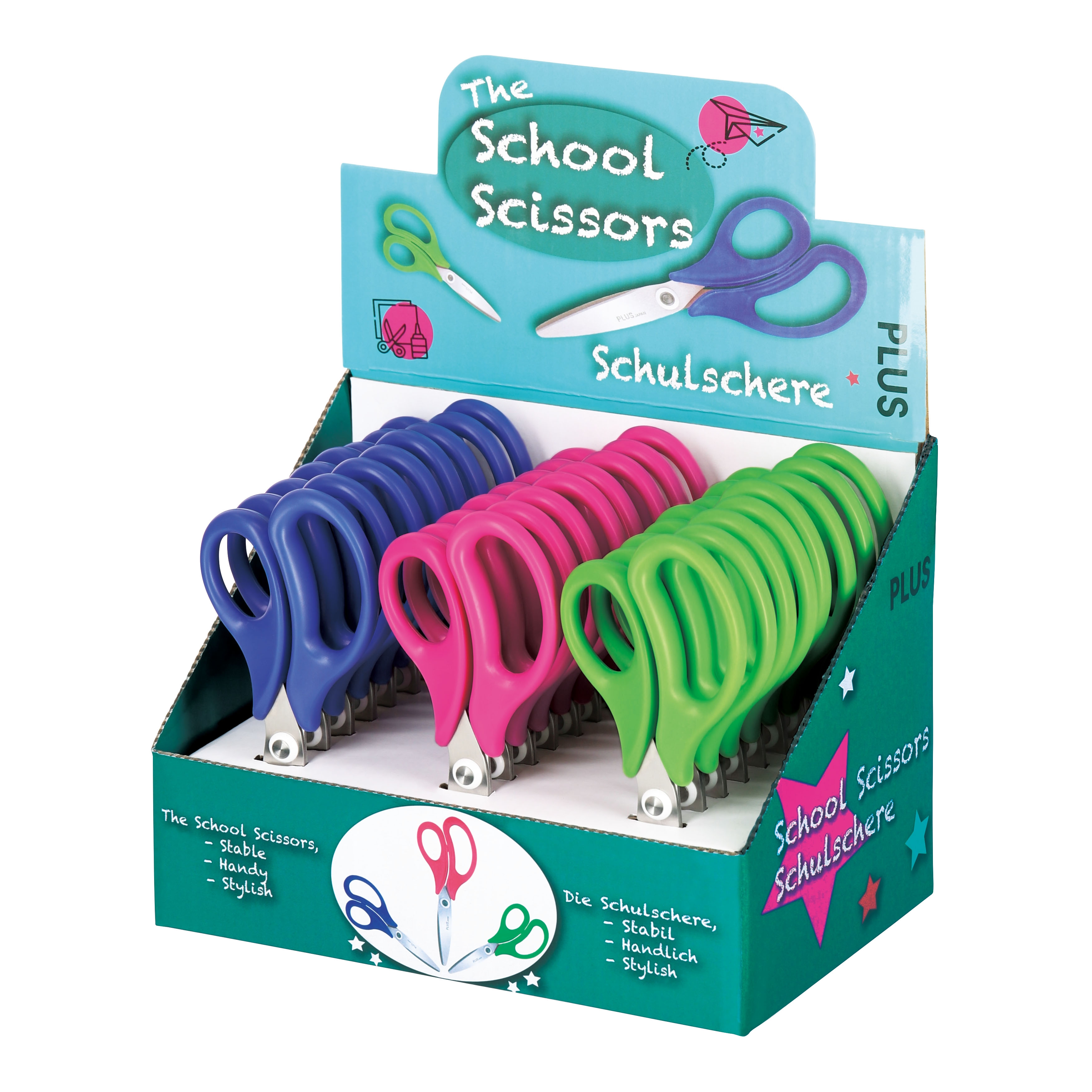 SCISSORS,SCHOOL Stainless Steel Assorted Colours CDU [Packs Only]
