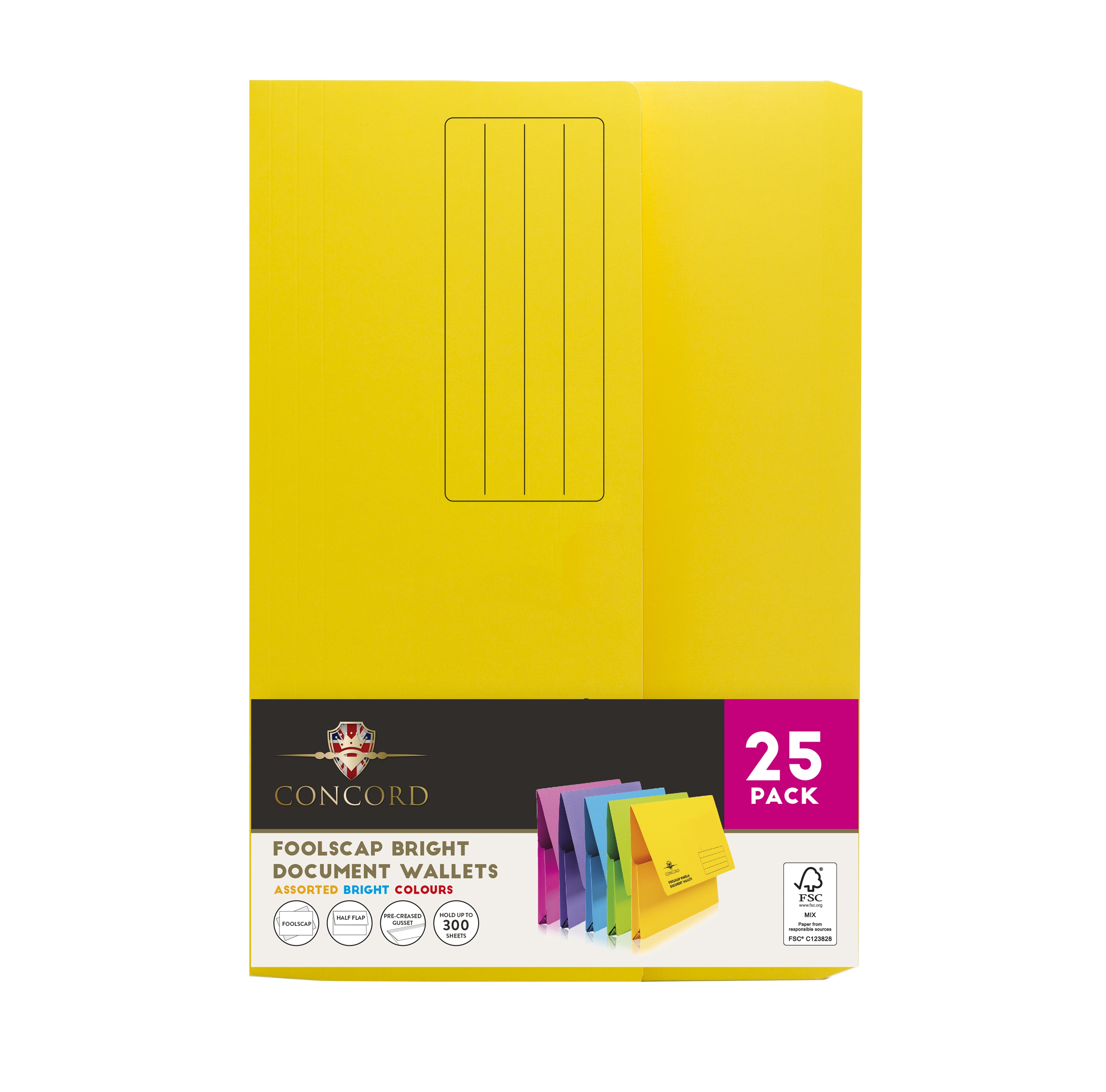 WALLET,Document Foolscap Vivid Cols (Concord) [Packs Only]