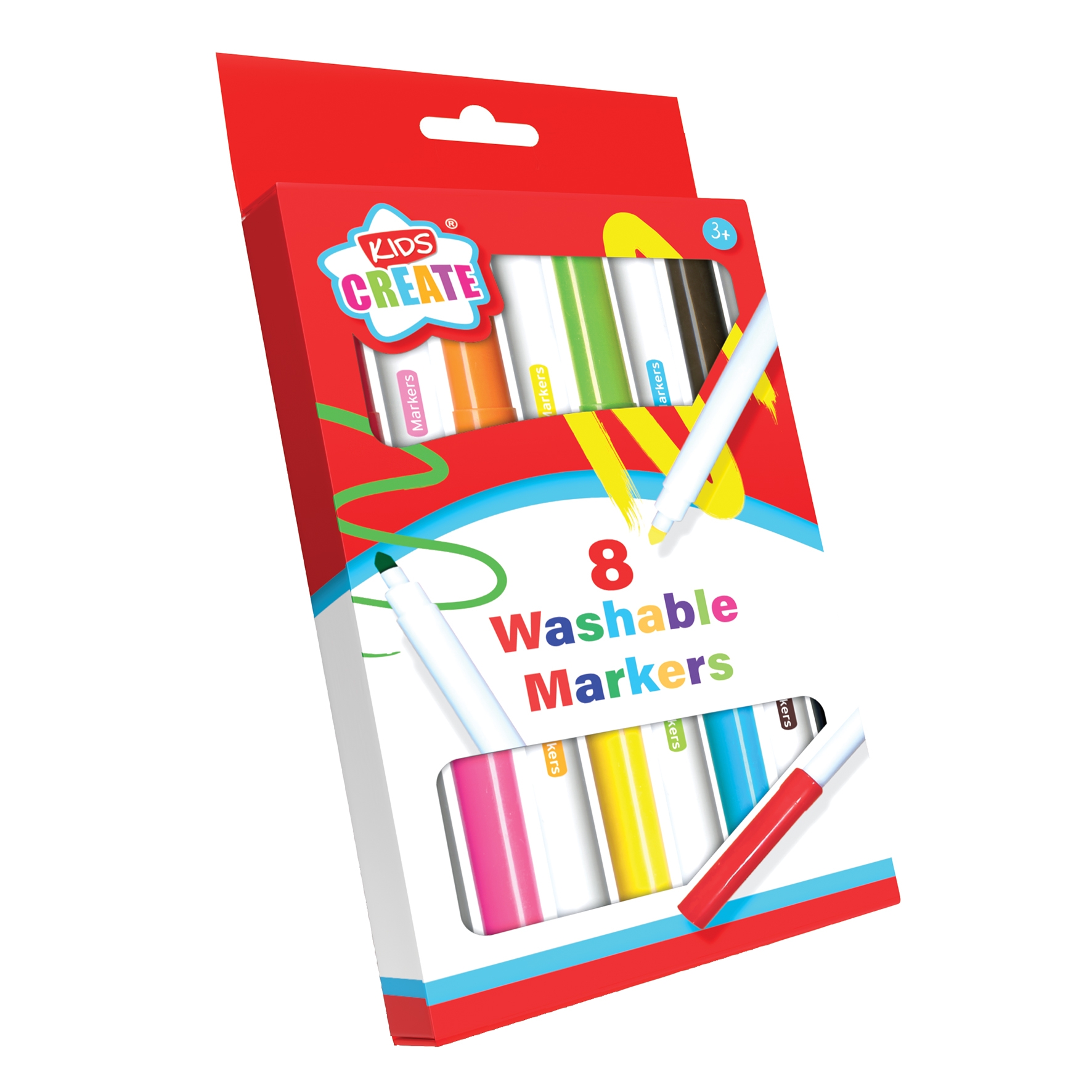 FIBRE PENS,Washable Markers 8`s Asst.Cols H/pk [Packs Only]