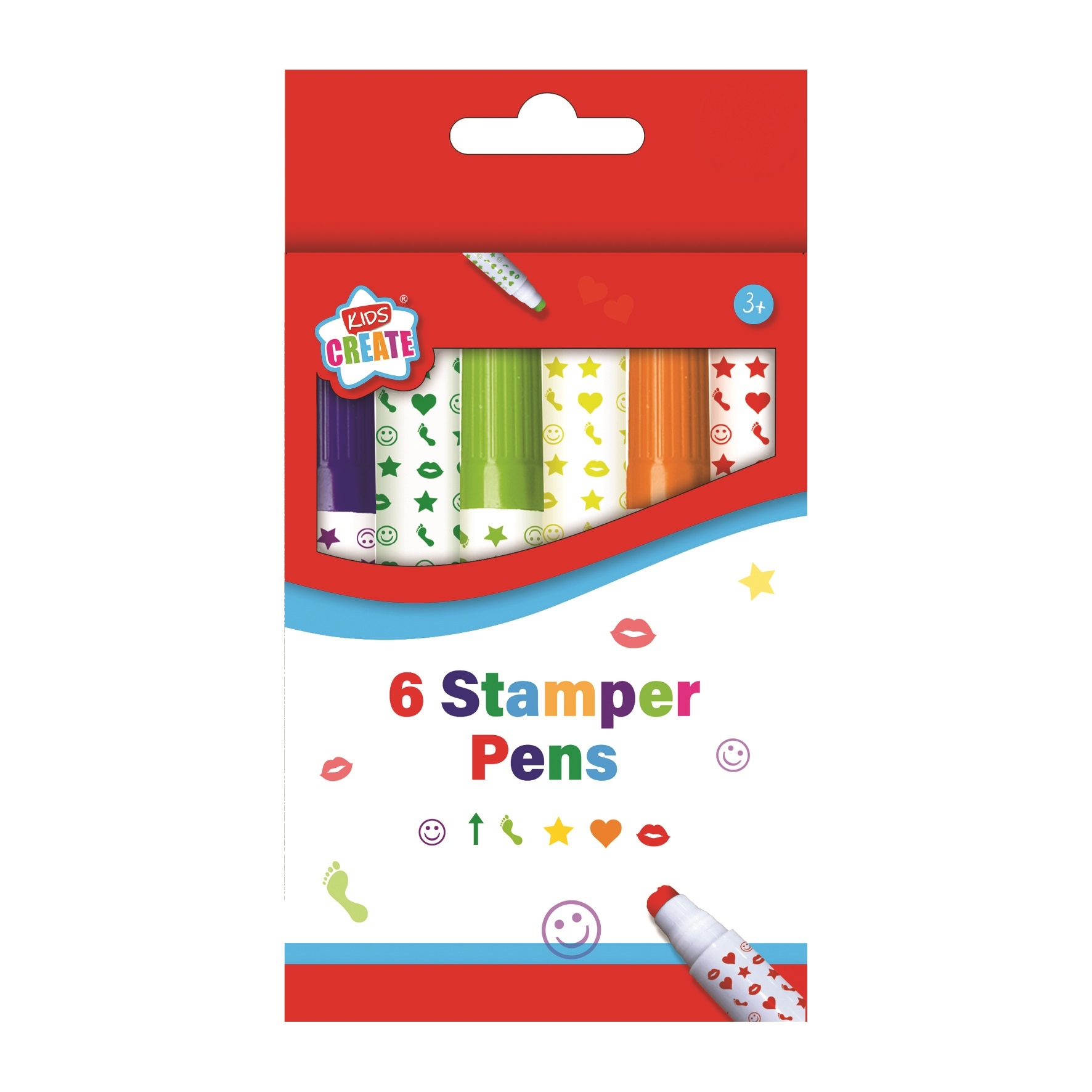STAMPER PEN,6`s Assorted Cols & Shapes Boxed H/pk [Packs Only]
