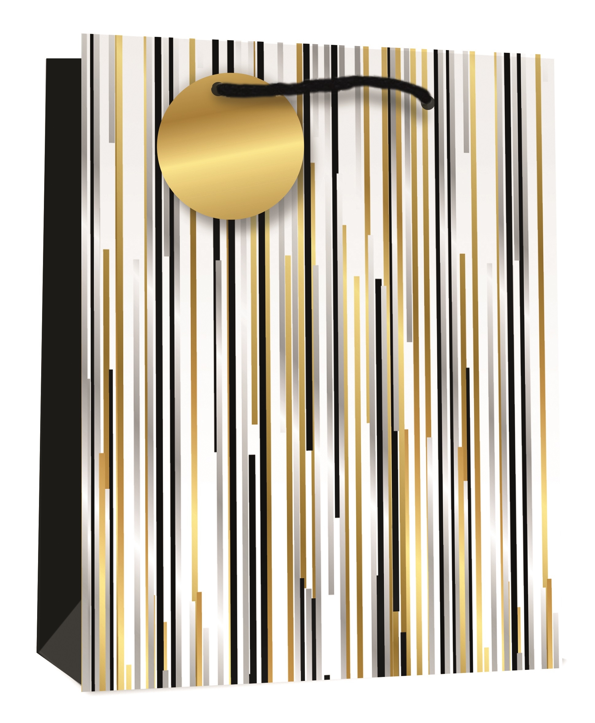 GIFT BAG,Designer Stripes Black & Gold Matt with (Large) [Packs Only]