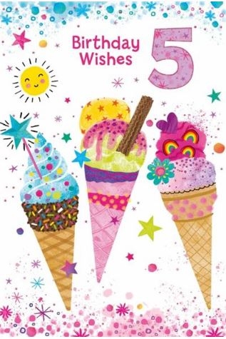 AGE 5 CARDS,Female 6`s Ice Cream Cones