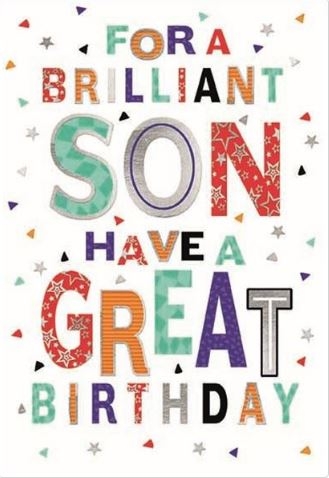 BIRTHDAY CARDS,Son 6`s Text & Stars