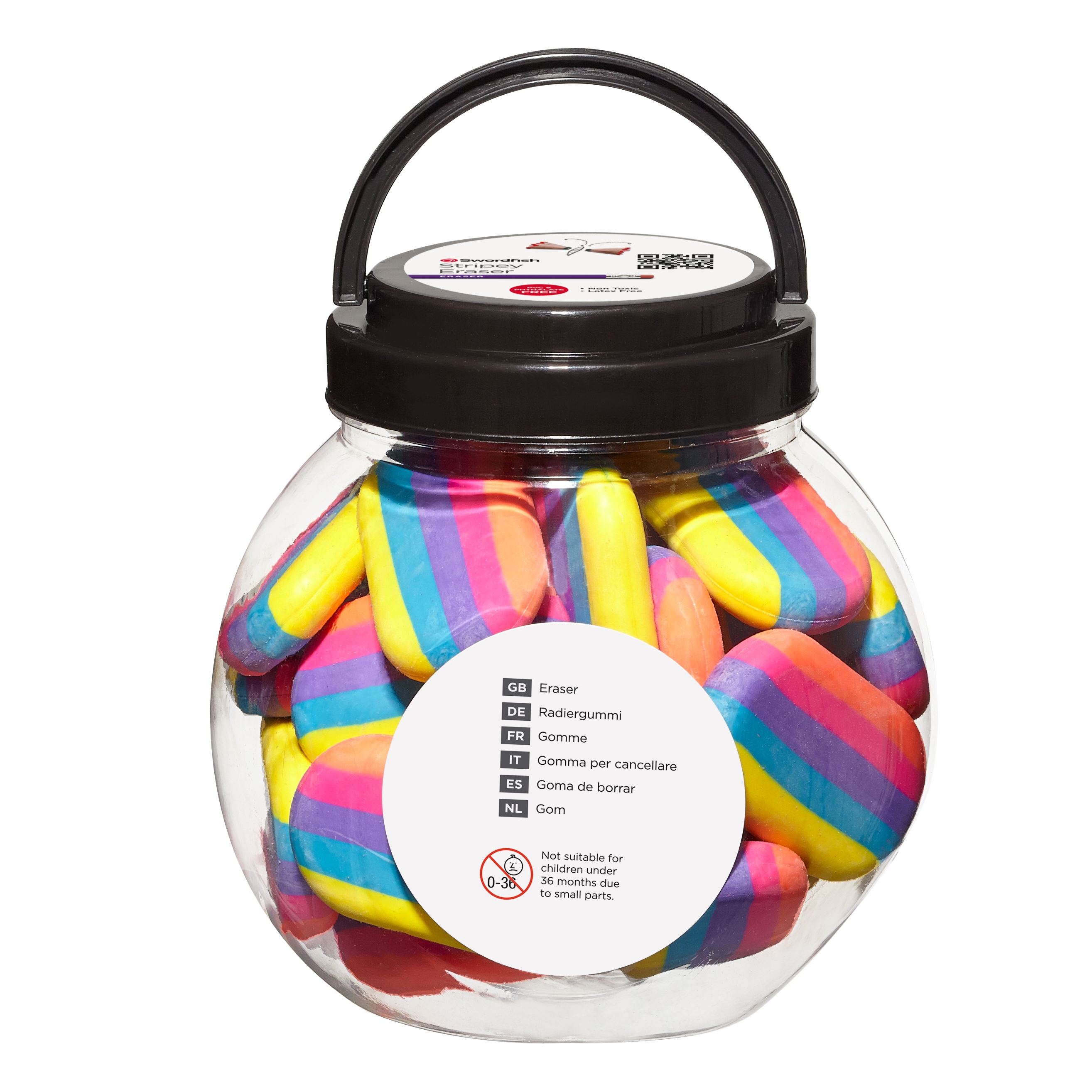 PENCIL ERASER,Stripey in Tub (Snopake) [Packs Only]