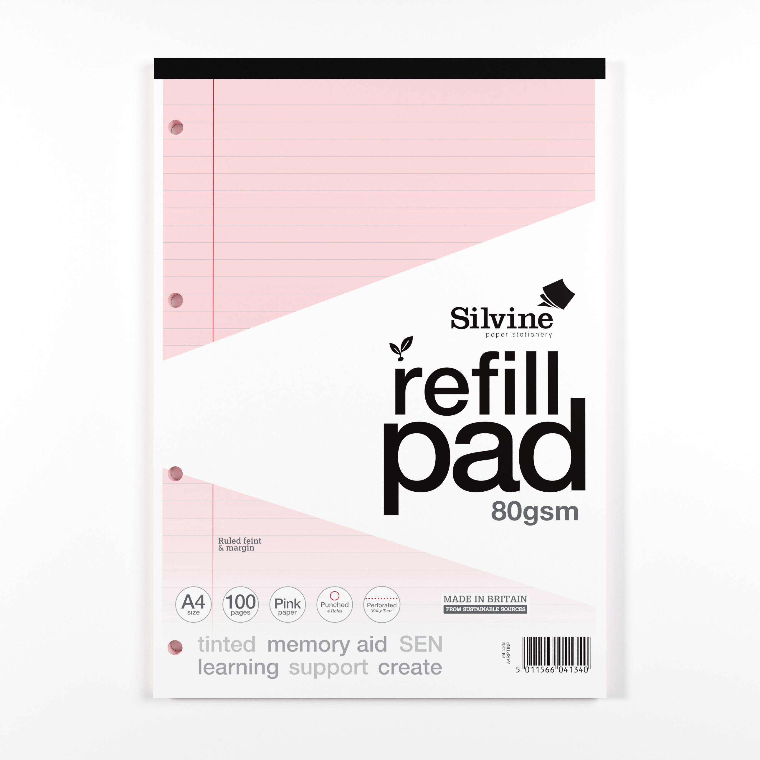 REFILL PAD,A4 Ft.& M Silvine Tinted Paper 100 page [Packs Only]