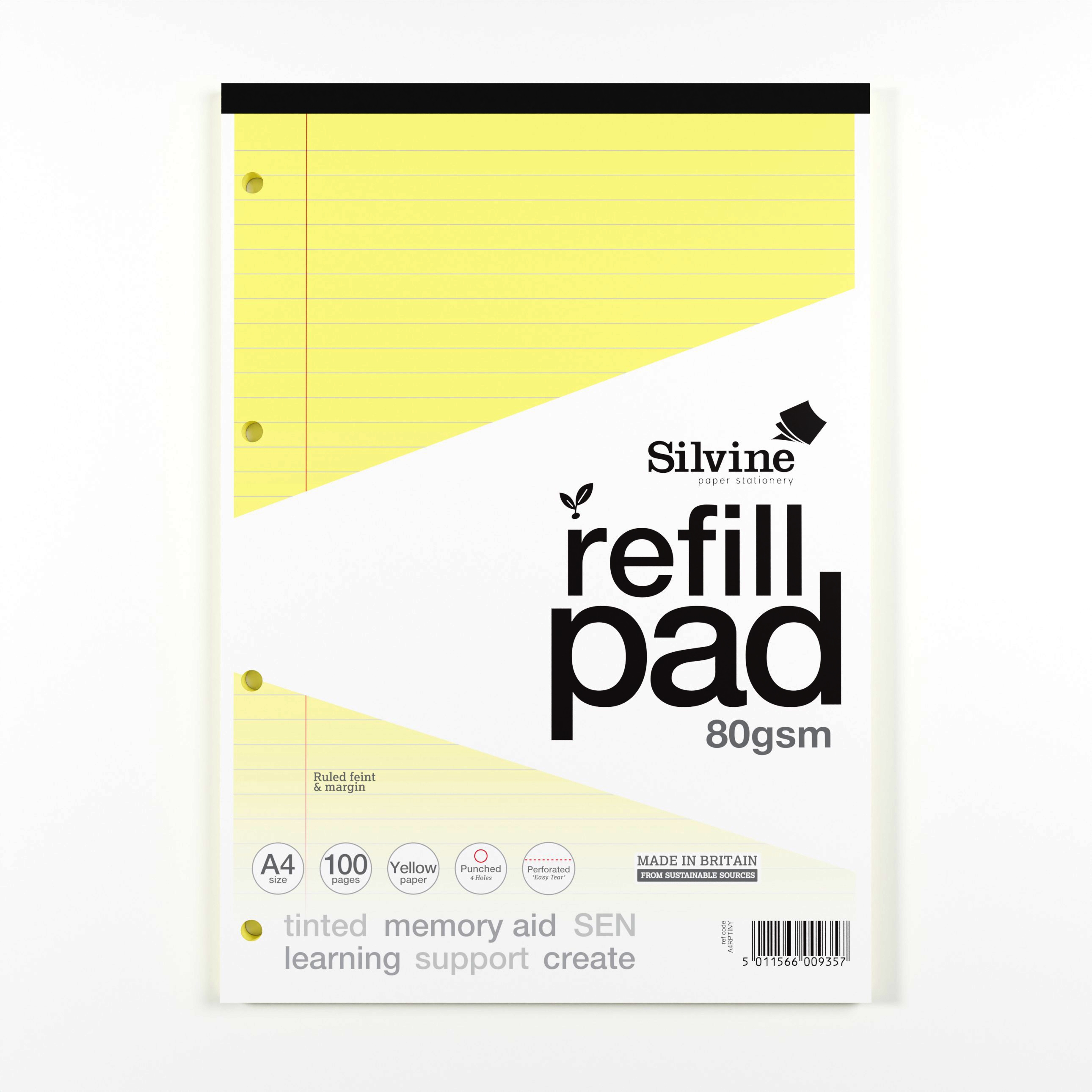 REFILL PAD,A4 Ft.& M Silvine Tinted Paper 100 page [Packs Only]