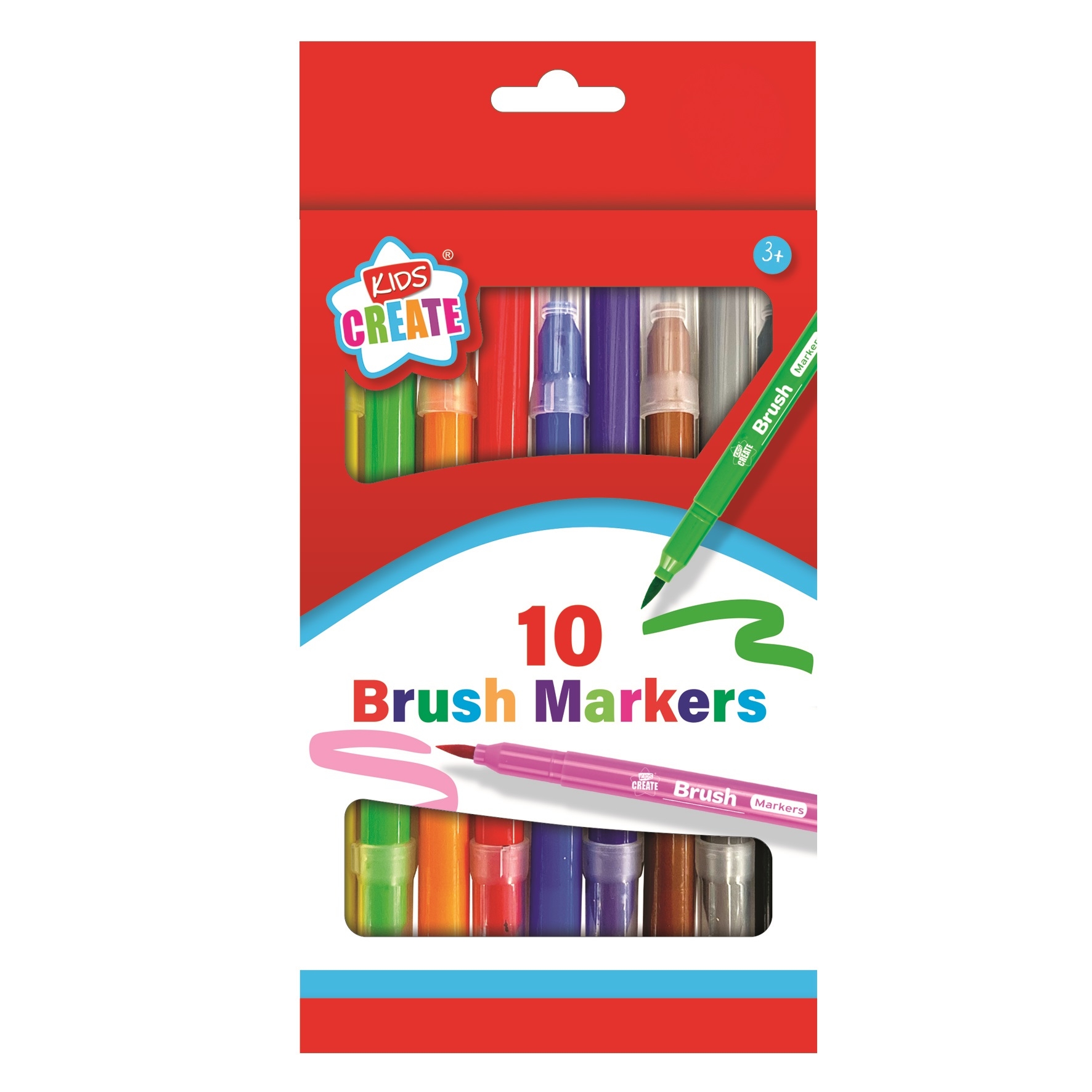 BRUSH MARKERS,10 Assorted Colours Boxed H/pk [Packs Only]