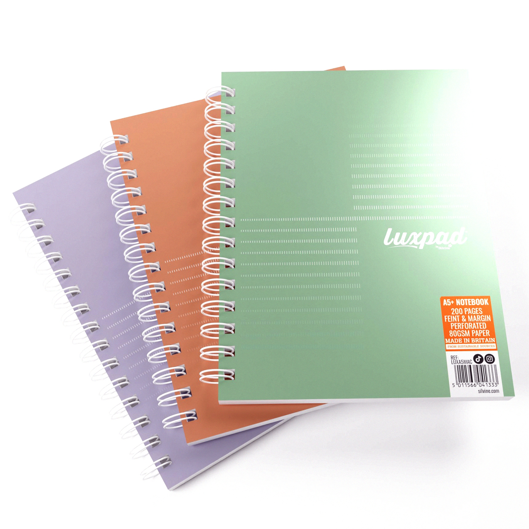 NOTEBOOK,Luxpad A5+ T/Wire Punched & Perforated, 3 Asst [Packs Only]