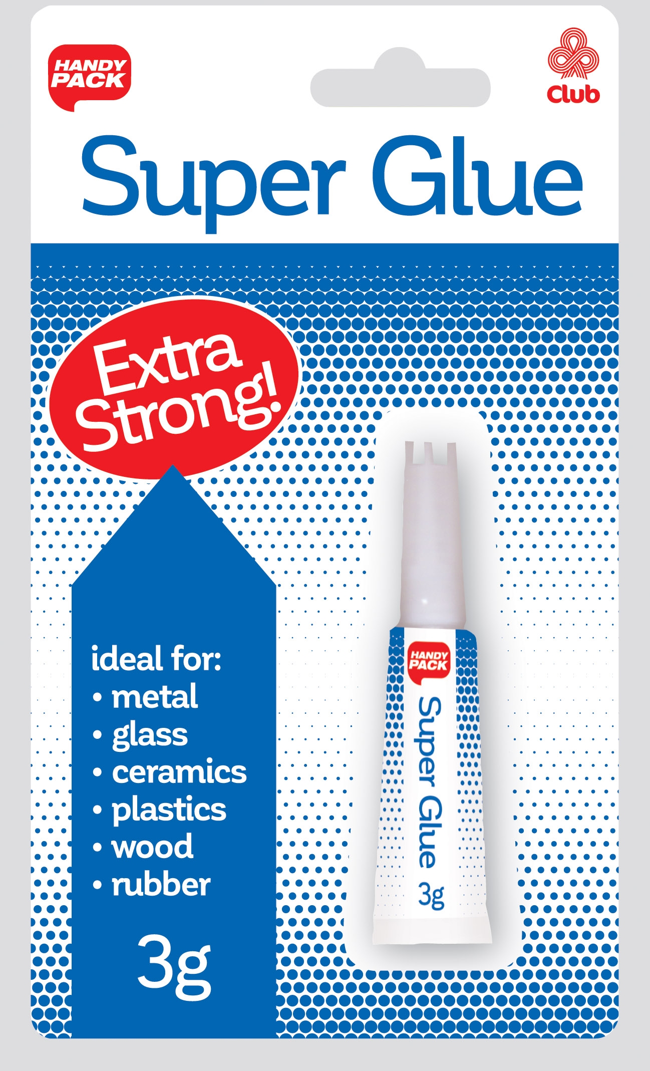 SUPER GLUE,3gm Extra Strong Club I/cd [Packs Only]