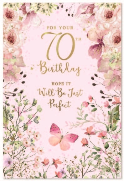 AGE 70 CARDS,Female 6`s Floral Butterflies