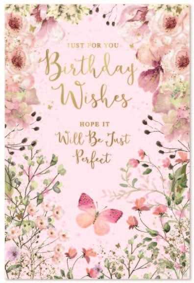 BIRTHDAY CARDS,Female 6`s Floral Butterflies