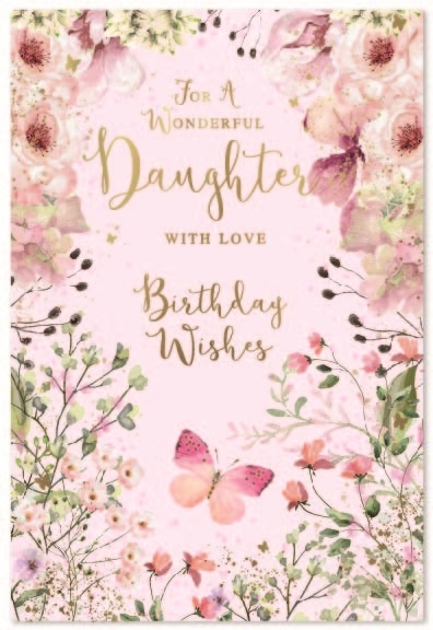 BIRTHDAY CARDS,Daughter 6`s Floral Butterflies