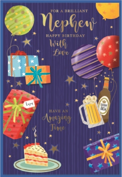 BIRTHDAY CARDS,Nephew 6`s Presents,Balloons, Cake & Beer